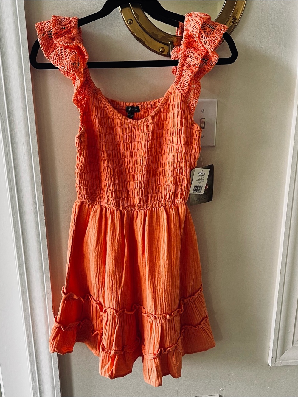 Lily Rose Coral-Orange Ruffle Strap Sundress